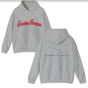 Gracie Abrams Unisex Size Small The Secret of Us Deluxe Tour Hoodie Gray Cotton